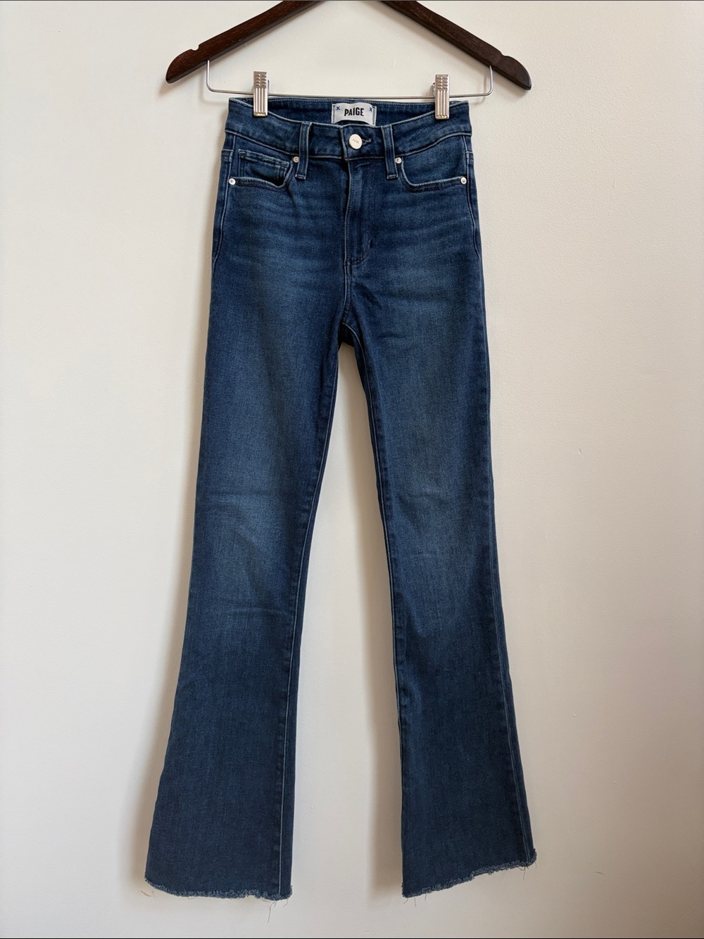 PAIGE Dark Blue Flare High-Rise Jeans